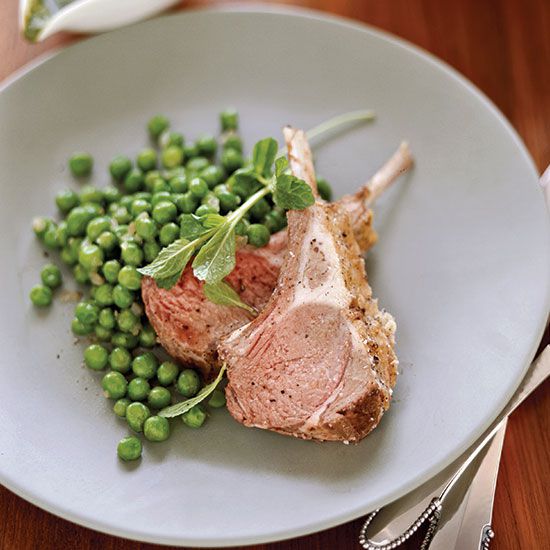 Rack of Lamb with Coconut-Mint Sauce and Glazed Peas