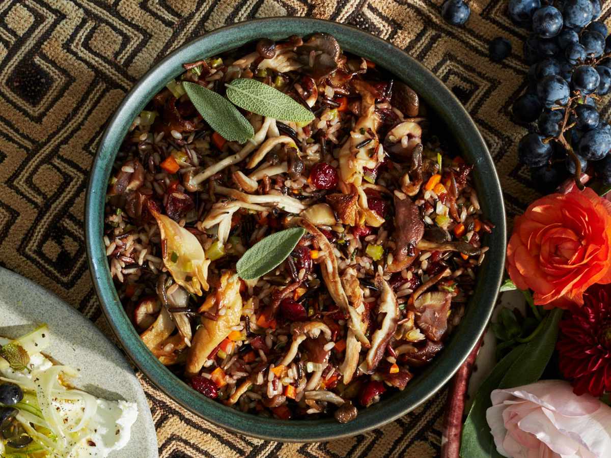 Wild Rice with Mushrooms, Cranberries, and Chestnuts Recipe