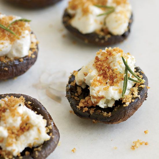 Goat Cheese-Stuffed Mushrooms with Bread Crumbs