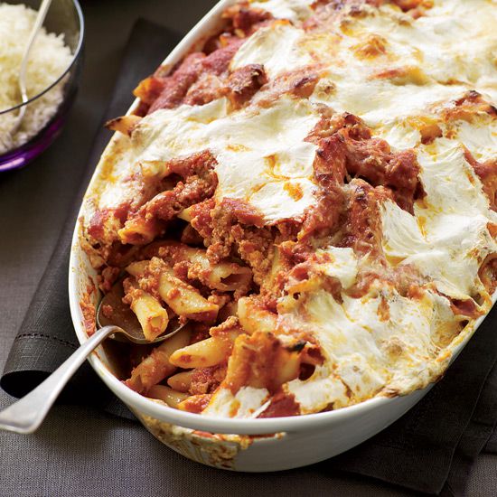 Baked Penne with Sausage and Creamy Ricotta