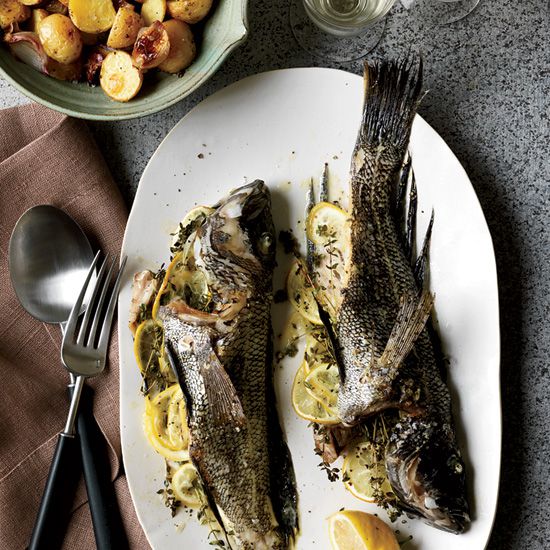 Whole Fish Roasted with Potatoes and Thyme