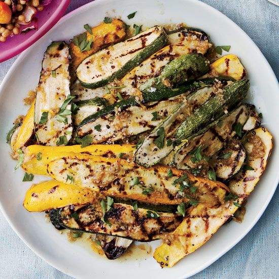 Grilled Summer Squash with Bagna Cauda and Fried Capers