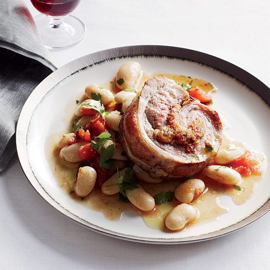 Stuffed Veal Breast with Gigante Beans