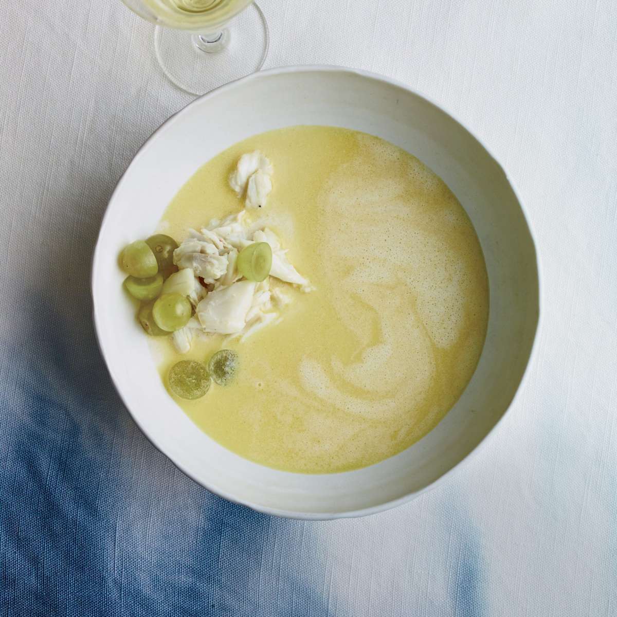 Ajo Blanco with Crab and Green Grapes 