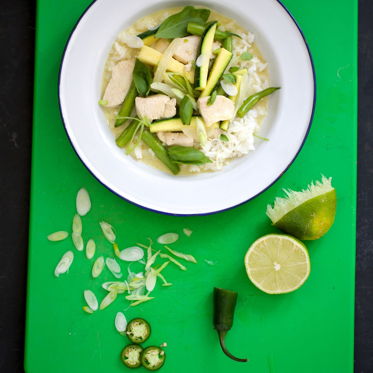 Thai Green Curry Chicken with Zucchini and Green Beans