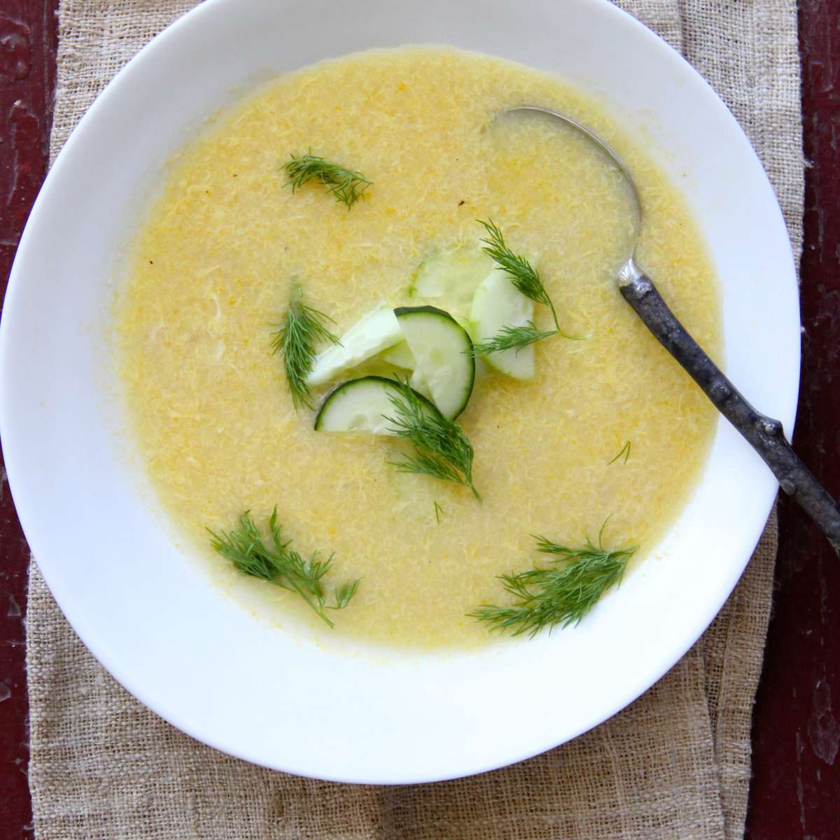 Egg Drop Soup with Cucumber Dill Salad 