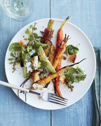 Roasted Carrot and Avocado Salad with Citrus Dressing.