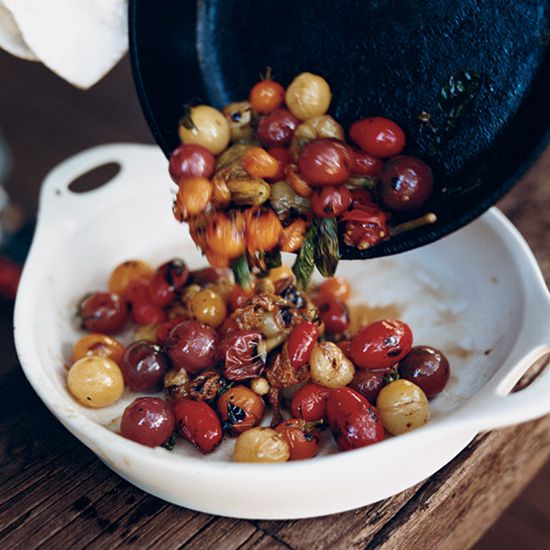 Skillet-Charred Cherry Tomatoes with Basil