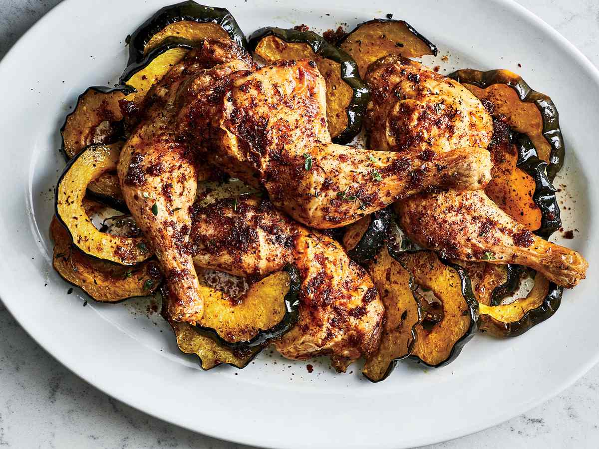 Roasted Chicken and Acorn Squash with Sumac Brown Butter 