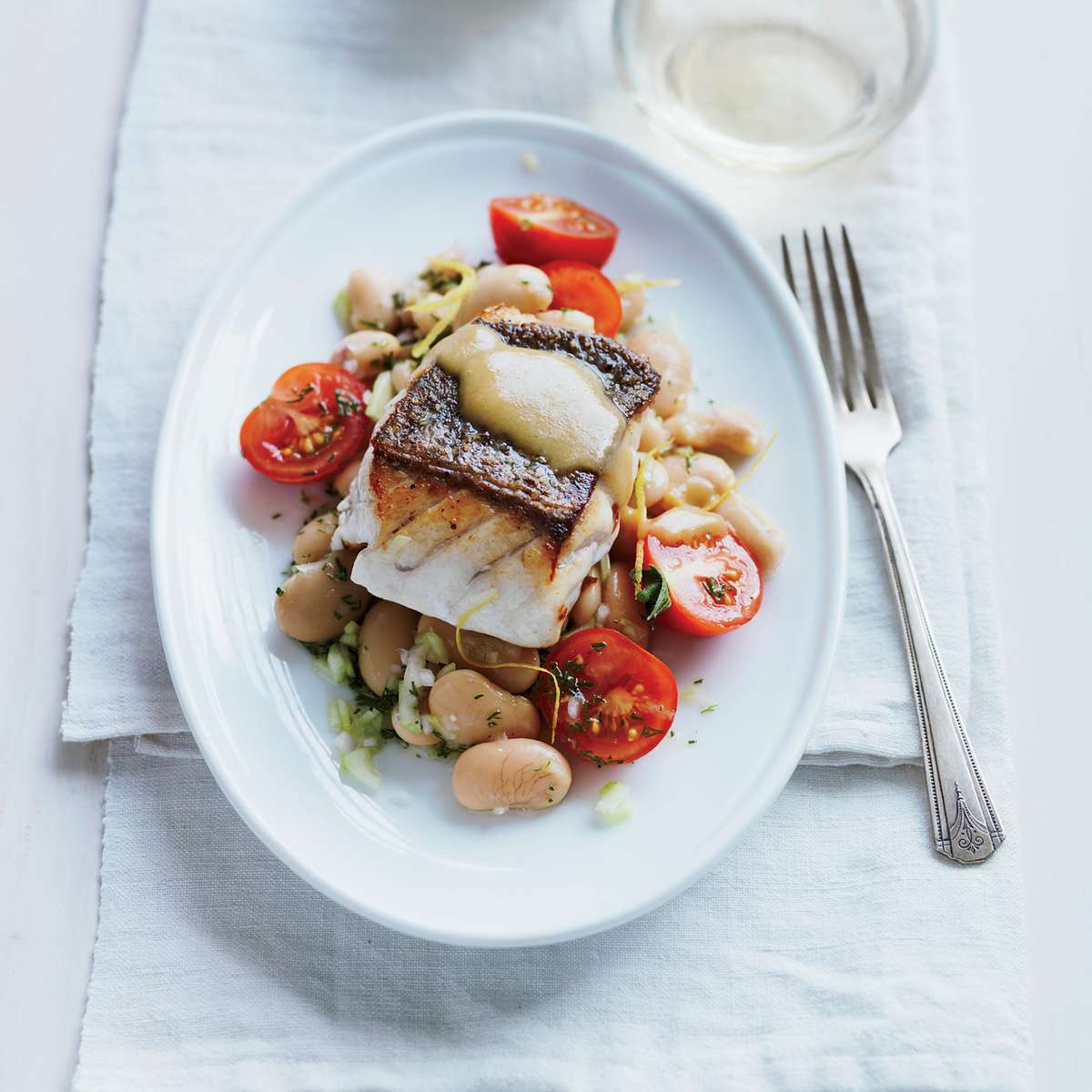 Pan-Roasted Grouper with Tomato and Butter Bean Salad