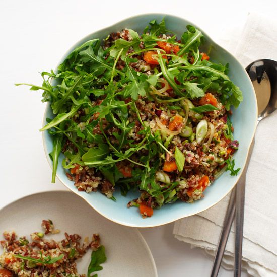 Red Rice and Quinoa Salad with Orange and Pistachios. Photo &copy; David Malosh