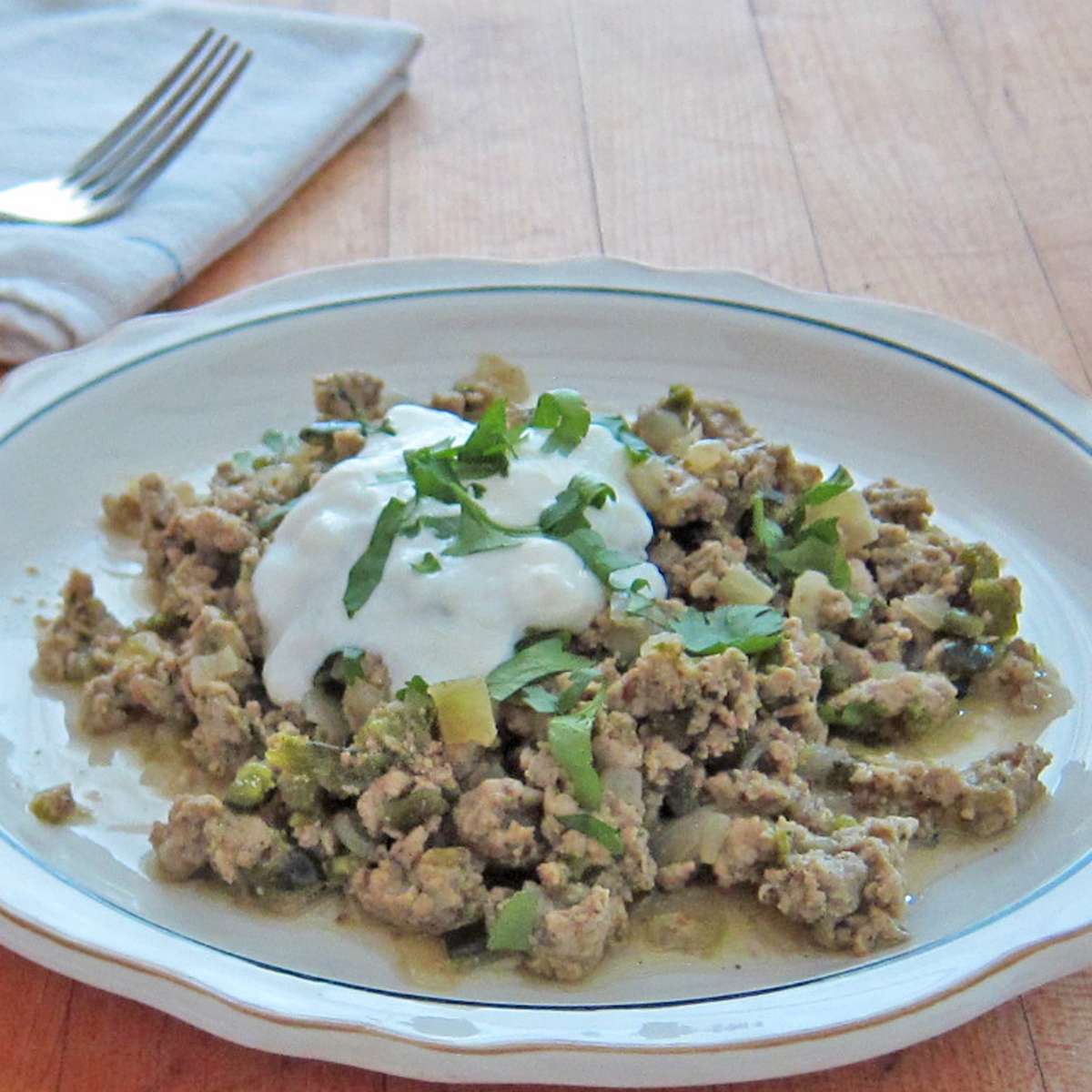 Chicken Chili with Lime Sour Cream