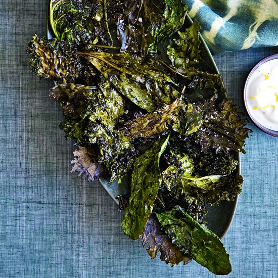 Crispy Kale with Lemon-Yogurt Dip