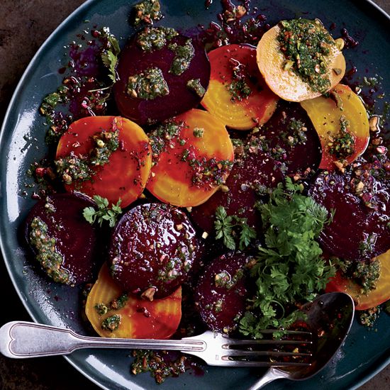 Roasted Beets with Pistachios, Herbs and Orange