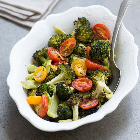 Roasted Broccoli and Cherry Tomatoes with Garlic