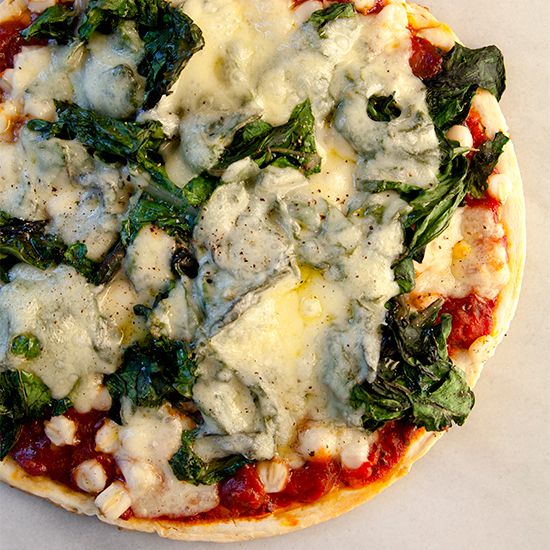 Swiss Chard and Hominy BBQ Pizza
