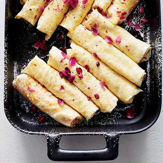 Ricotta Cr&ecirc;pes with Honey, Walnuts and Rose