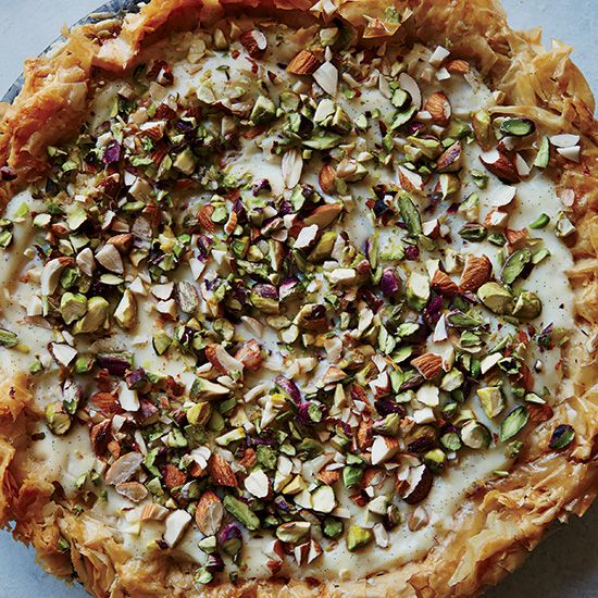 Custard Phyllo Pie With Almonds and Pistachios