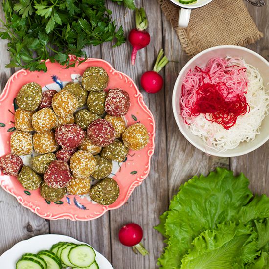 Rainbow Falafel with Pickled Turnips