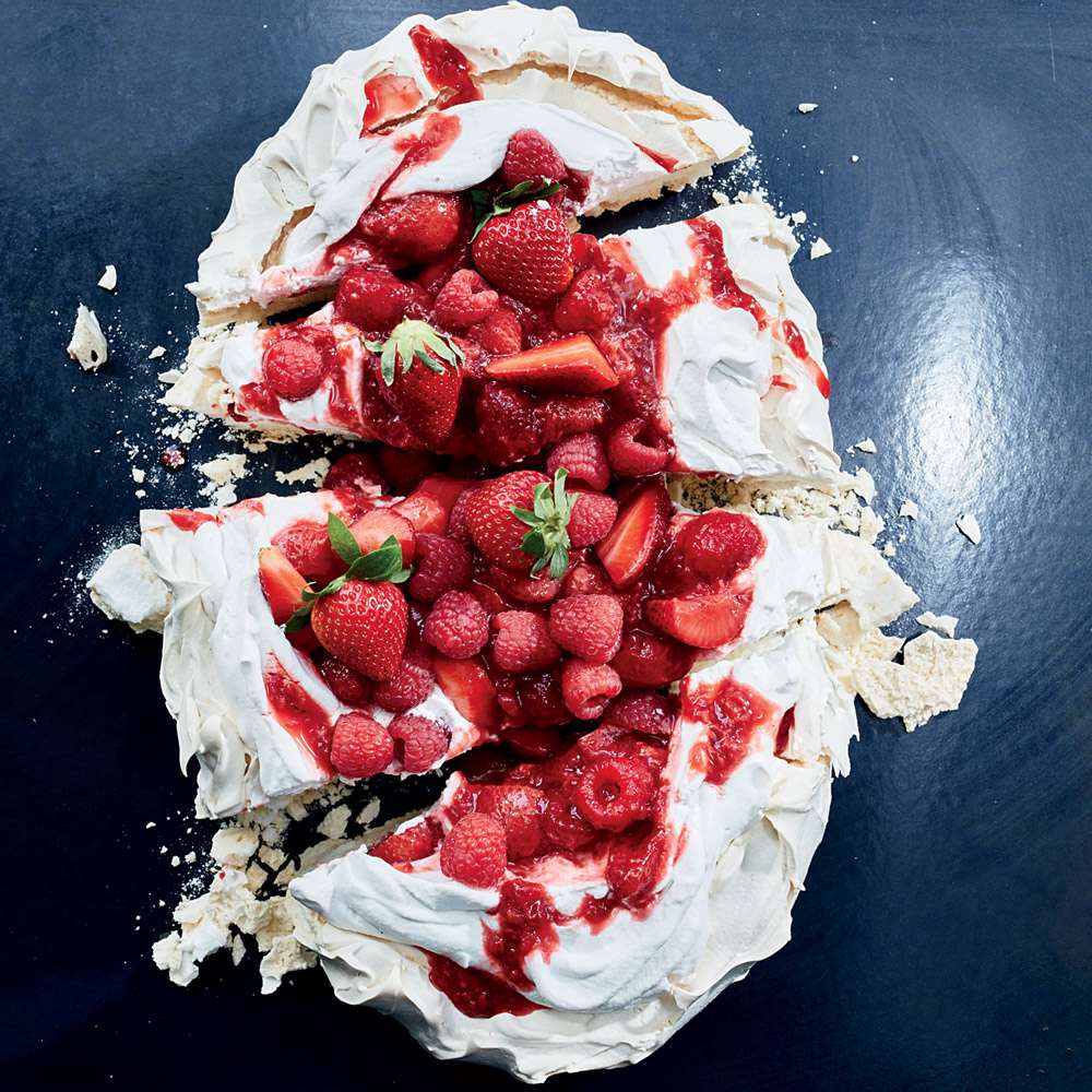 Summer Pavlova with Fresh and Grilled Berries