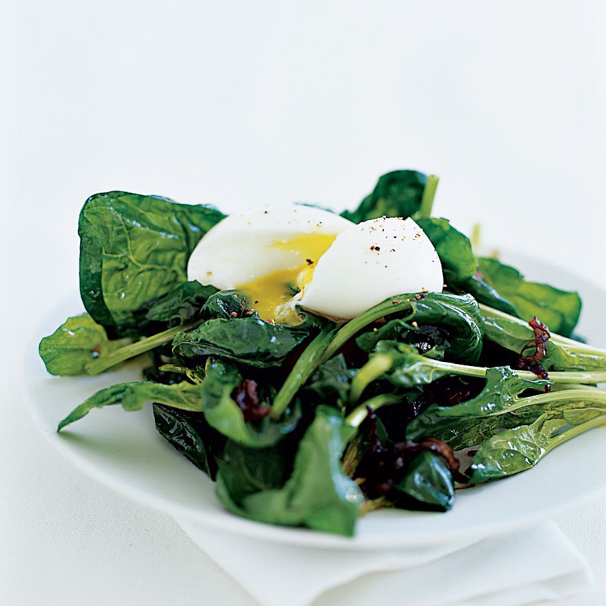 Warm Spinach Salad with Soft-Poached Eggs