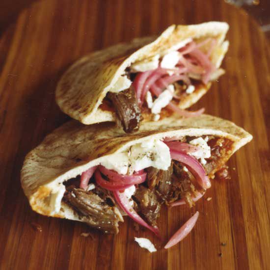 Lamb Pita Pockets with Tomato-Ginger Compote