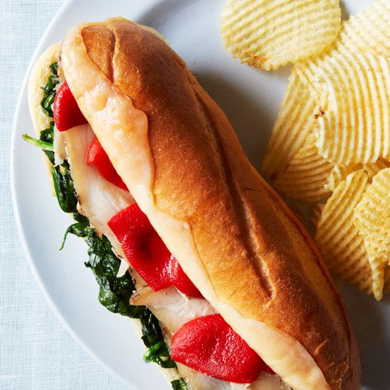 Herb-Roasted Pork Subs with Garlicky Spinach