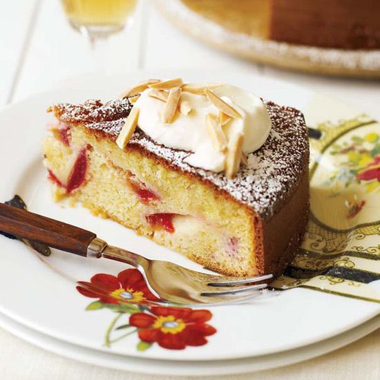 Almond-Plum Cake with Crème Fraîche