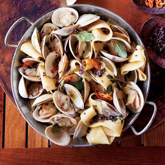 Pappardelle with Clams, Turmeric and Habaneros