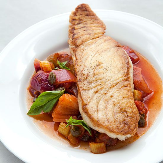 Pan-Fried Halibut with Caponata