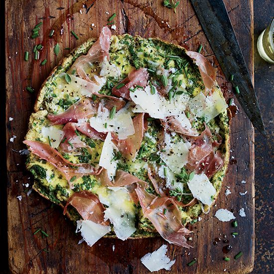 Five-Herb Frittata with Prosciutto and Parmesan