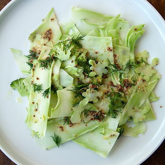 Shaved Broccoli with Mustard-Dill Dressing 