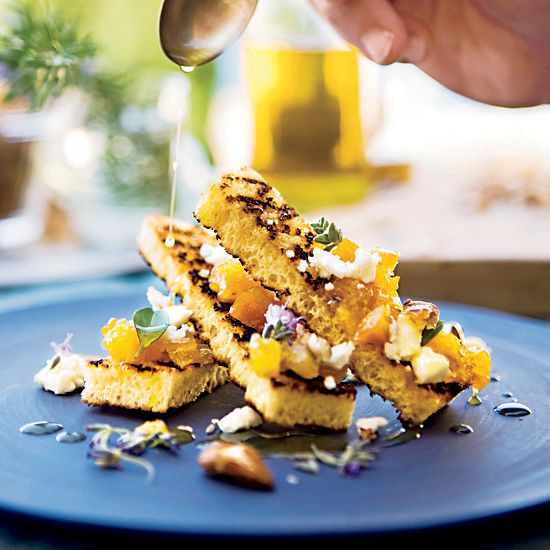 Orange Spoon Fruit with Feta and Spiced Almonds