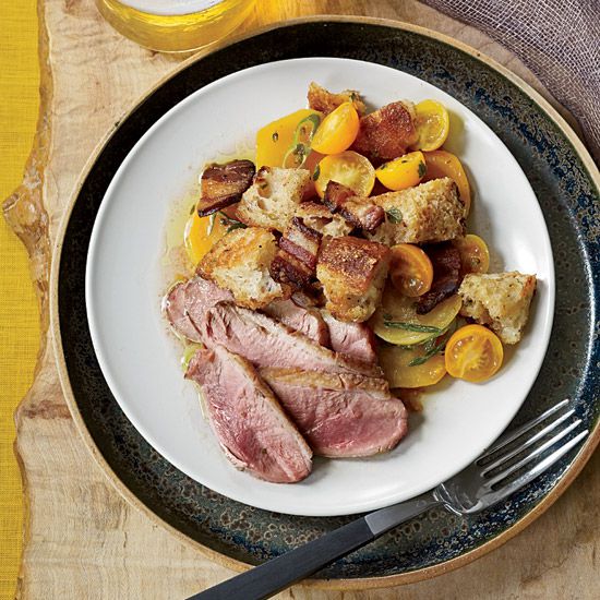Dry Aged Duck Breasts with Golden Beet Panzanella