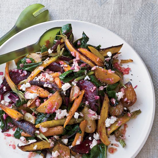 Roasted Beets and Carrots with Goat Cheese Dressing