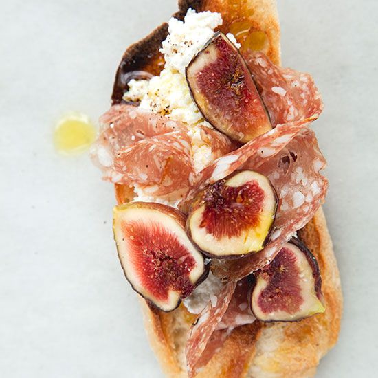 Salami and Fig Crostini with Ricotta