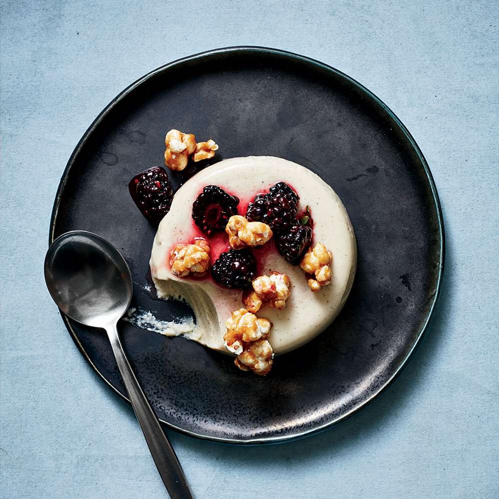 Day 27: Goat Milk–and–Corn Panna Cotta with Blackberries