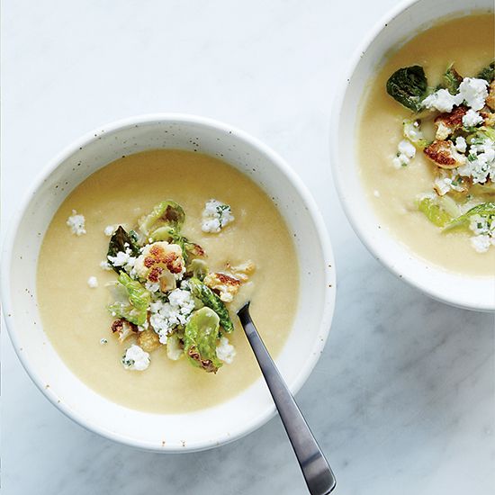Cauliflower Soup with Herbed Goat Cheese