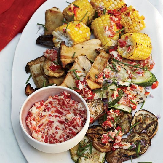 Grilled Vegetables with Roasted-Chile Butter