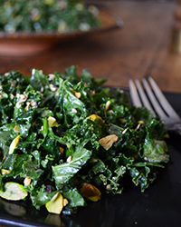 Kale Salad with Miso and Pistachios