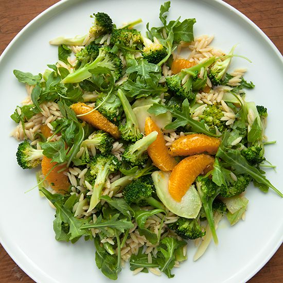 Broccoli-Orzo Salad with Orange and Arugula
