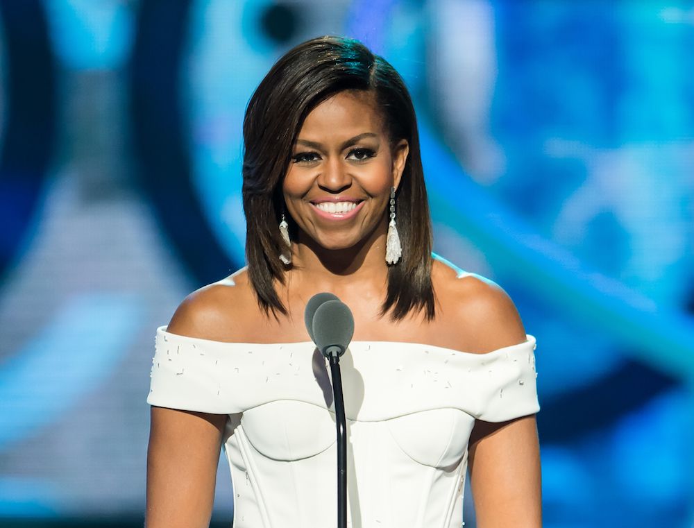 Michelle Obama speaks onstage during the 'Black Girls Rock!' BET Special at NJ Performing Arts Center on March 28, 2015 in Newark, New Jersey.  (Photo by Gilbert Carrasquillo/FilmMagic)