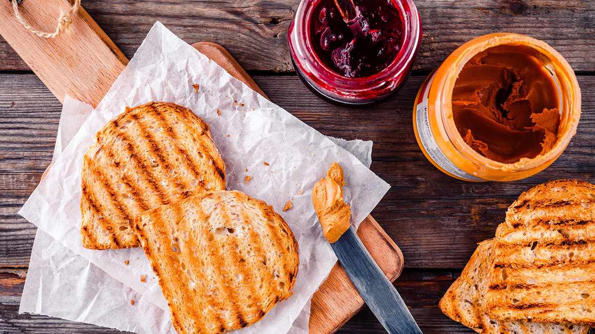 toasted peanut butter and jelly sandwiches