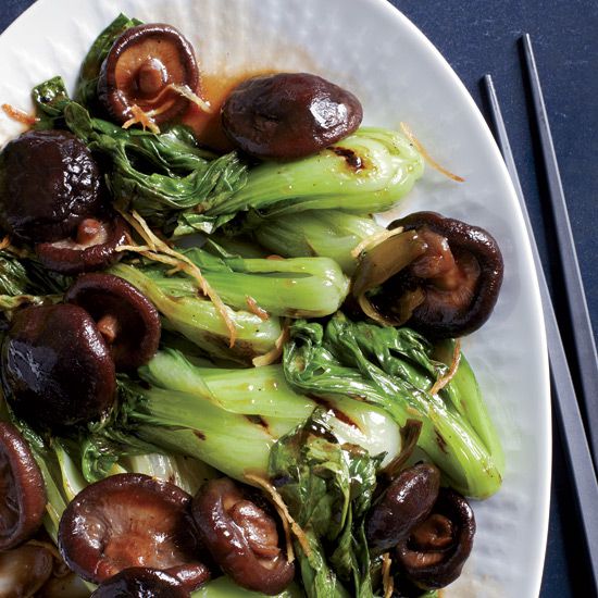 Grilled Bok Choy with Braised Mushrooms by Bryant Ng