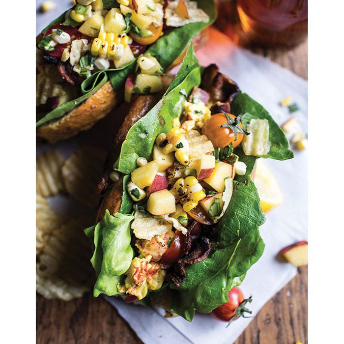 BLT And Potato Chip Lobster Rolls With Peach Salsa