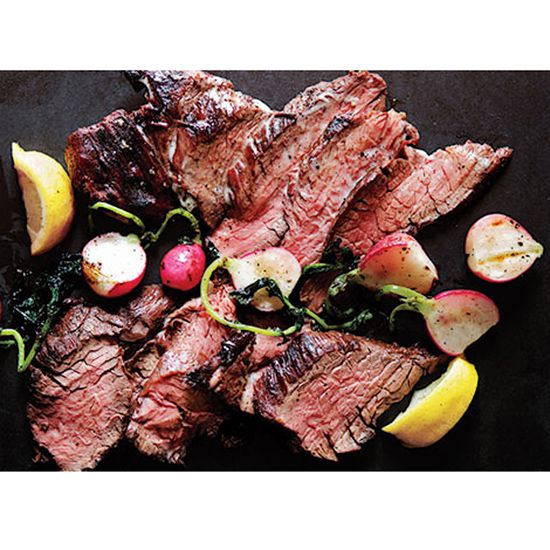 Grilled Steak and Radishes with Black Pepper Butter