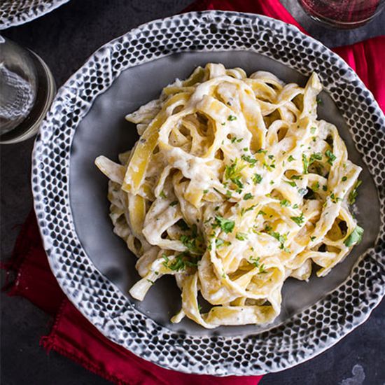 Fettuccine with Champagne Cream Sauce