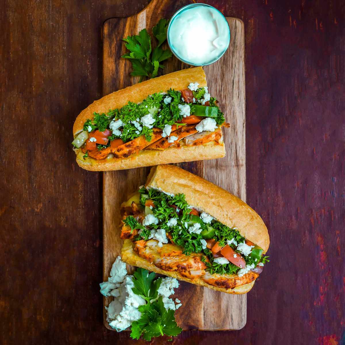 Chicken Shawarma Sandwiches with Garlic Sauce