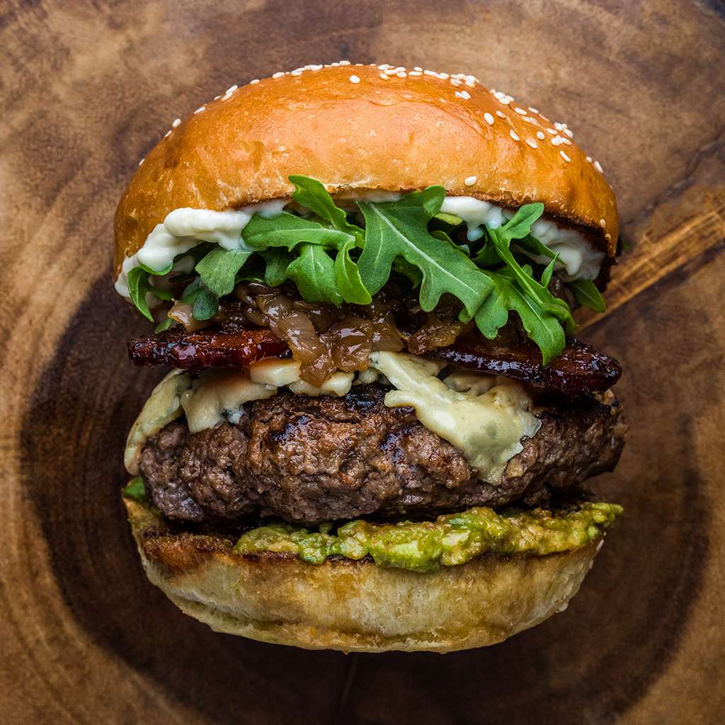 STACKED BOURBON BLUE CHEESE BURGER FWX