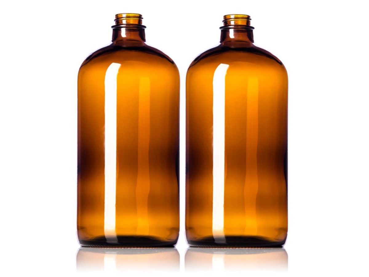 brass colored 32 ounce bottles